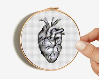 Heart Anatomy Cross Stitch Pattern: Funny Scary X-stitch (PDF Pattern, Digital Download