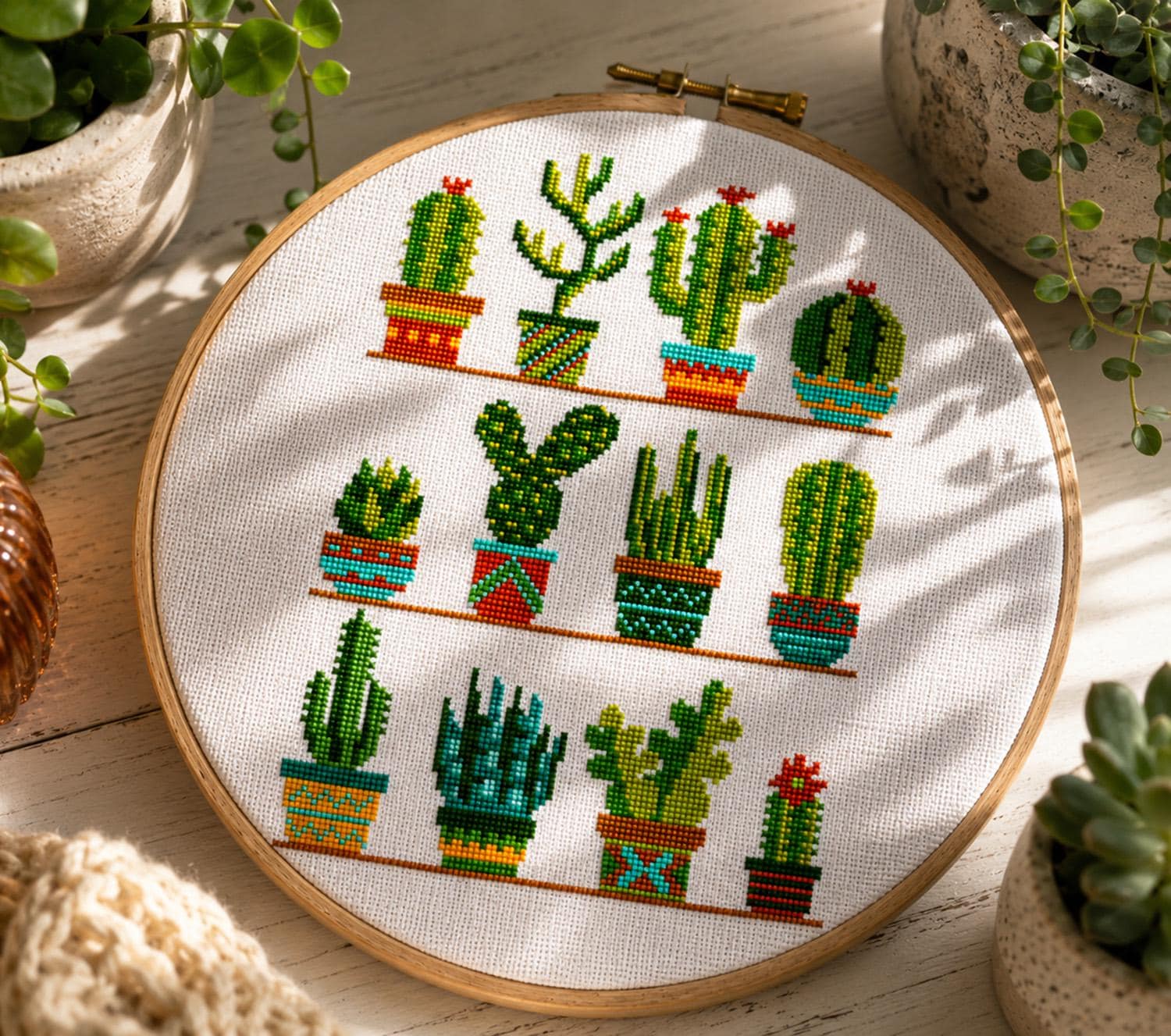 Mini Cactus Cross Stitch Pattern, Cacti Botanical Embroidery, Mini Floral  in Pots, Home Plant, Geometric Pots, Digital Instant Download PDF - Etsy