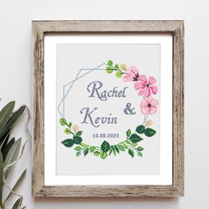 Wedding cross stitch pattern Personalized counted cross stitch chart Love anniversary wedding gift DIY digital PDF pattern