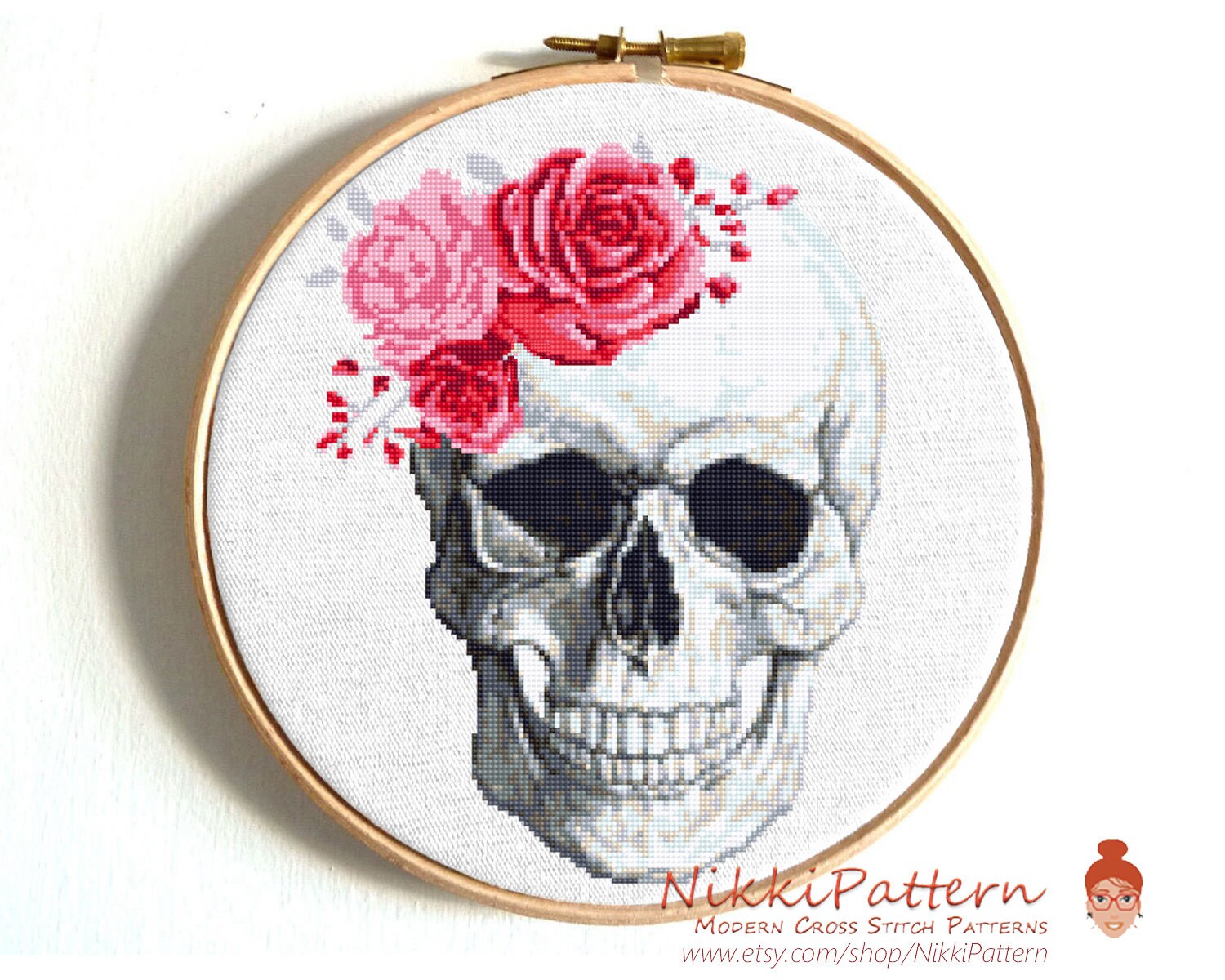Cross Stitch Gothic Cross Stitch Pattern Digital Download PDF Red Skull ...