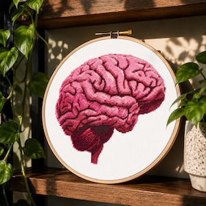 Brain cross stitch pattern, Human Anatomy brain embroidery, Instant download
