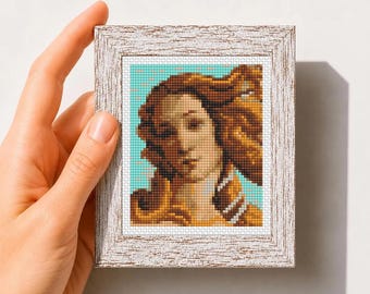 Mini art Cross Stitch Pattern, Venus by Botticelli, Famous painting, Small Tiny Art Embroidery, Instant digital download