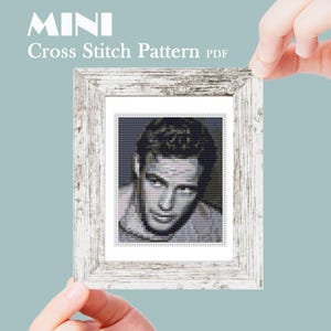 Patrón de mini punto de cruz de Marlon Brando, Retrato artístico en miniatura moderno, Actriz famosa, Pintura en miniatura, PDF de punto de cruz fácil