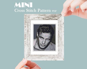 Marlon Brando mini cross stitch pattern, Modern tiny art portrait, Famous actress, Tiny miniature picture painting, Easy cross stitch PDF
