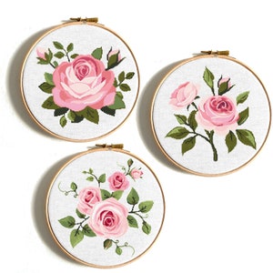 Modern cross stitch pattern Pink flowers cross stitch Nature cross stitch chart Flower wall decor Rose Floral cross stitch PDF