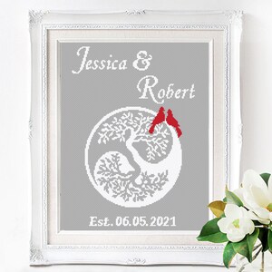 Wedding modern cross stitch pattern Yin Yang embroidery Personalized counted cross stitch Love anniversary wedding gift Customizable DIY