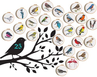 25 Birds Cross Stitch Pattern Bundle | Counted Bird PDF Embroidery Set | Easy Beginner Designs | Modern Animal Ornament Patterns