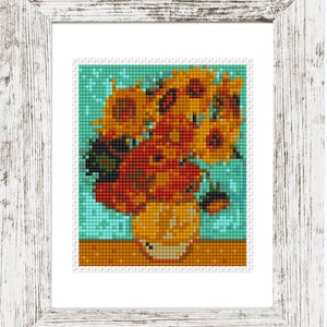 Patrón de punto de cruz mini de los Girasoles de Van Gogh, bordado artístico famoso en PDF, descarga instantánea imagen 12