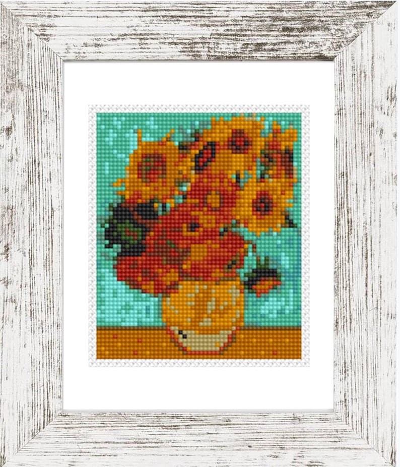Patrón de punto de cruz mini de los Girasoles de Van Gogh, bordado artístico famoso en PDF, descarga instantánea imagen 12
