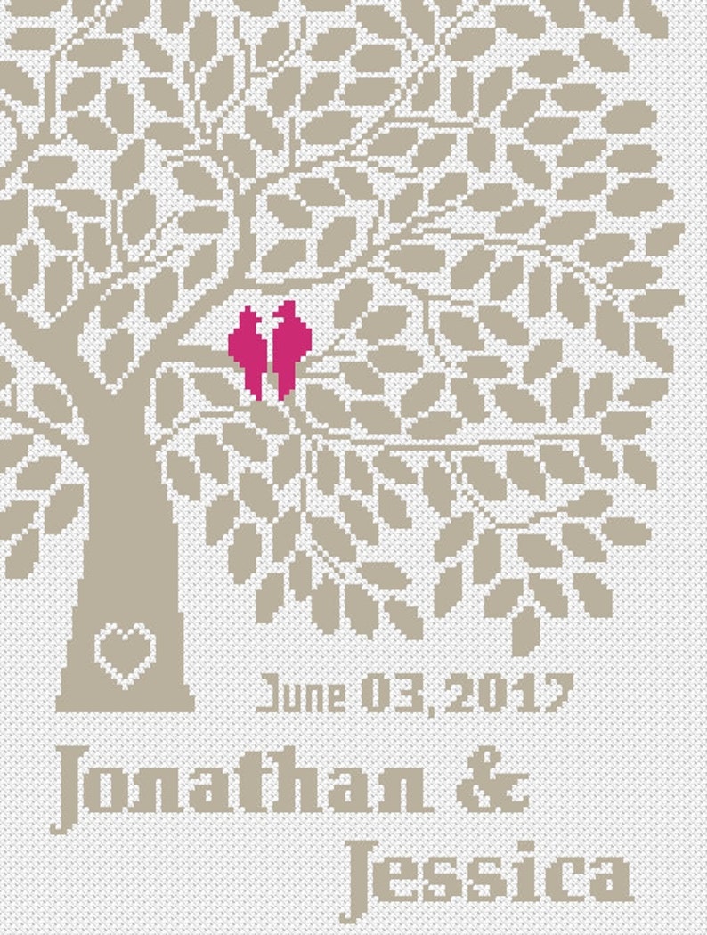 Wedding modern cross stitch pattern, personalized counted cross stitch chart, love, anniversary, wedding gift, Customizable DIY, digital PDF image 6