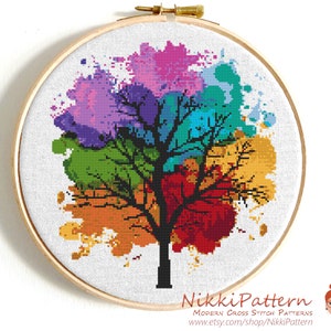 Modern cross stitch pattern Four seasons Instant download PDF image 1