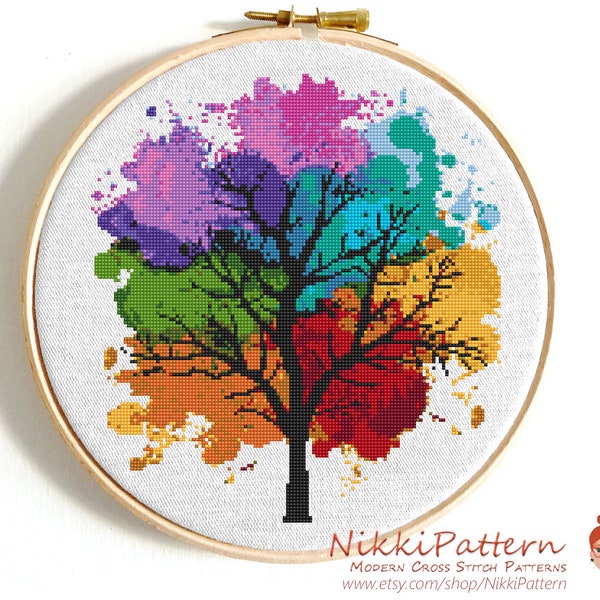 Modern cross stitch pattern Four seasons Instant download PDF