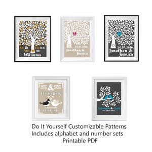 Wedding modern cross stitch pattern, personalized counted cross stitch chart, love, anniversary, wedding gift, Customizable DIY, digital PDF image 4