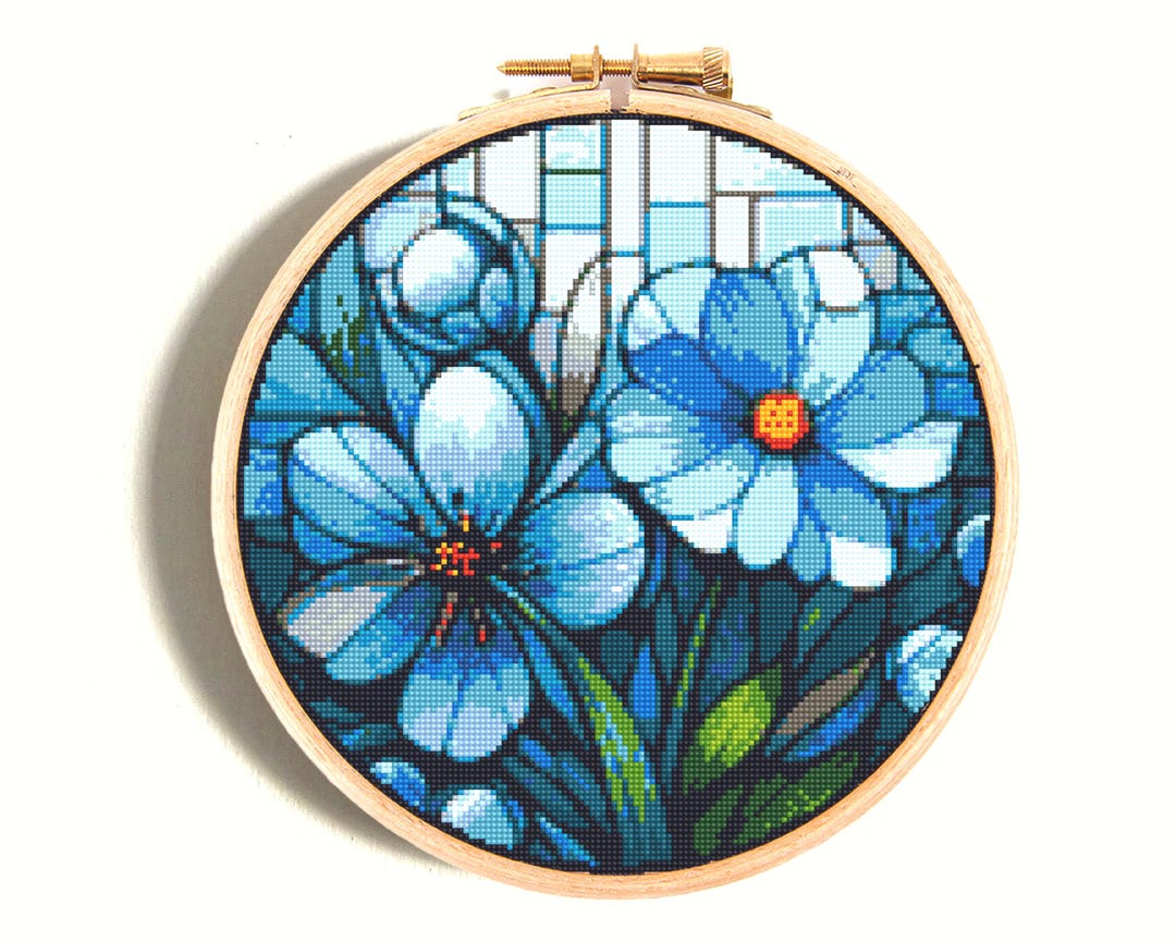 Cross Stitch Pattern PDF. Mini Blue Crocus, Modern Abstract Flowers ...