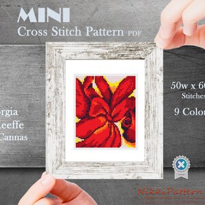 Mini art Cross Stitch Patterns Mini flowers Georgia O'Keeffe masterpieces Hand embroidery Modern cross stitch Tiny famous paintings image 3