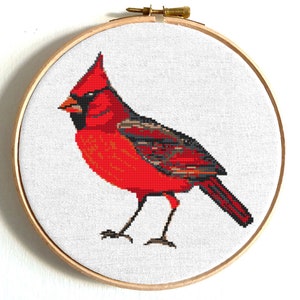 "Northern Cardinal Kreuzstichmuster PDF." Kleines einfaches Stickmuster, Naturkunst, digitaler Download, anfängerfreundlich