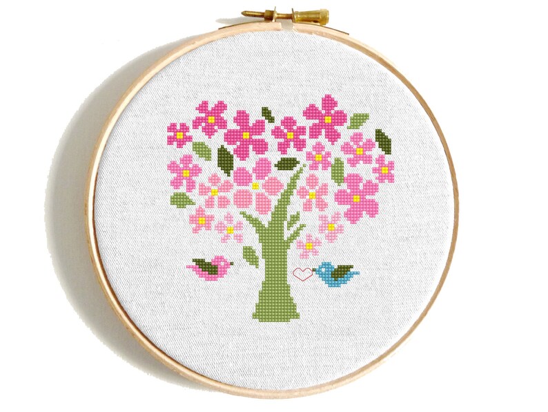 Modern cross stitch pattern Four Seasons Tree Counted cross stitch Set Funny cross stitch Heart Modern embroidery Cool cross stitch Beginner