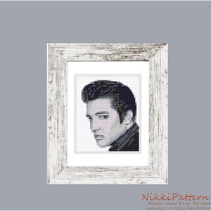 Elvis Presley mini cross stitch pattern, Modern tiny Portrait, Famous movie star, Tiny miniature picture painting Small easy frame art image 5