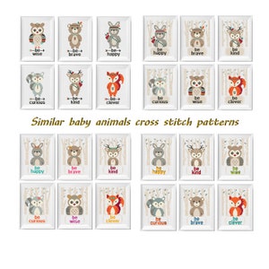 Birth Announcement modern cross stitch pattern, Girl Boy nursery, DIY new baby gift, counted cross stitch PDF image 7