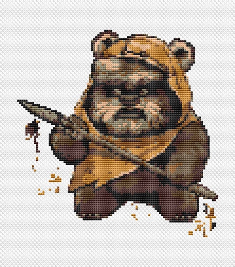 Star Wars fan art Cross Stitch inspired by Ewok Watercolor Etsy Star Wars fan art Cross Stitch inspired by Ewok Watercolor Etsy
