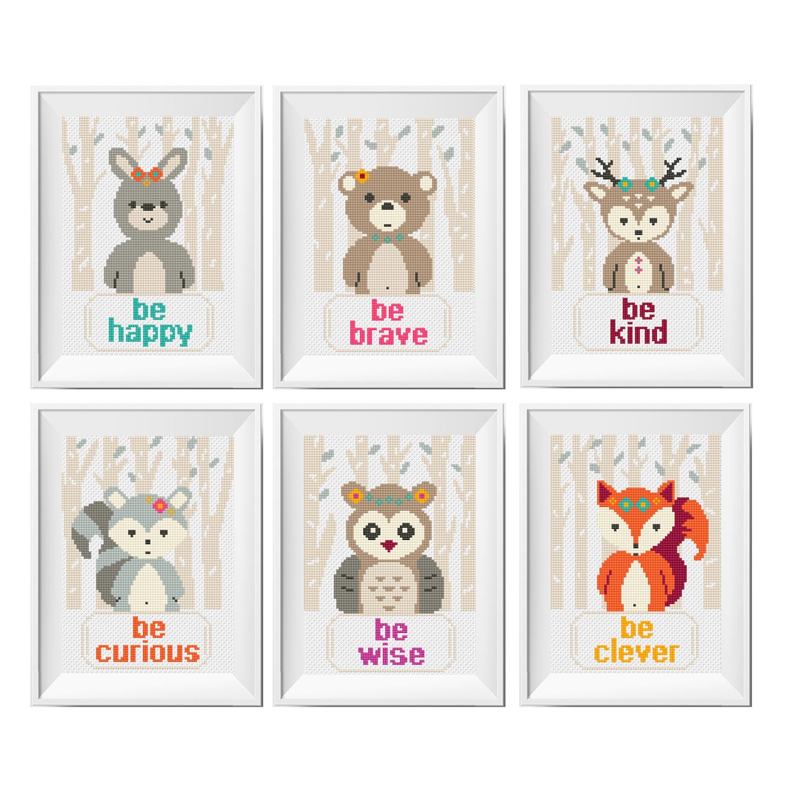 Baby Cross Stitch Pattern Woodland Animals Set Baby Shower - Etsy