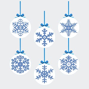 Christmas Snowflakes cross stitch pattern Modern cross stitch set of 6 Merry Christmas cross stitch PDF Christmas Ornaments