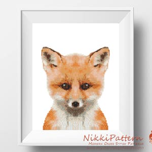 Fox cross stitch pattern Forest animals cross stitch Baby cross stitch Animals Modern cross stitch Woodland animals Baby animal portrait Pdf