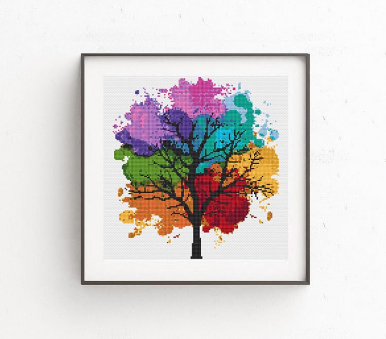 Modern cross stitch pattern Four seasons Instant download PDF image 4