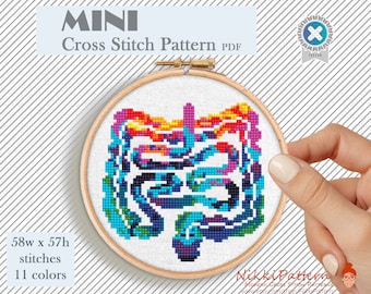 Anatomy Intestine mini cross stitch pattern Human anatomy art Tiny cross stitch Body anatomical Modern cross stitch Science cross stitch PDF