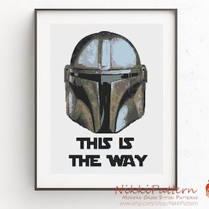 Movie star fan art Inspired by Mando and the Green Baby Gradient Helmet cross stitch This is the way Counted cross stitch Movie DIY gift