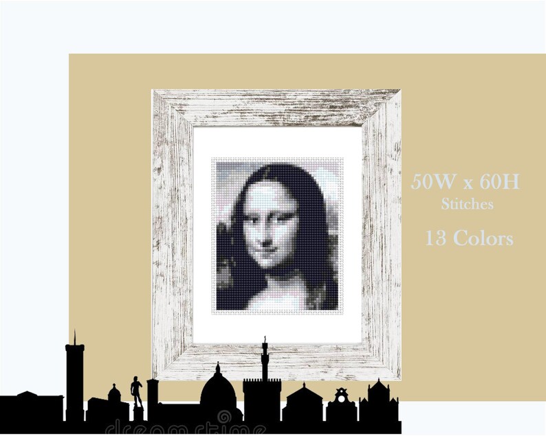 Mona Lisa Mini Cross Stitch Pattern | Leonardo da Vinci, Tiny Embroidery Design | Classic Art PDF Download | Small & Easy DIY Stitch image 2