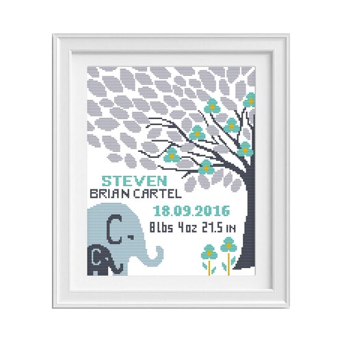 Noahs Ark Cross Stitch PDF Pattern Birth Announcement Etsy