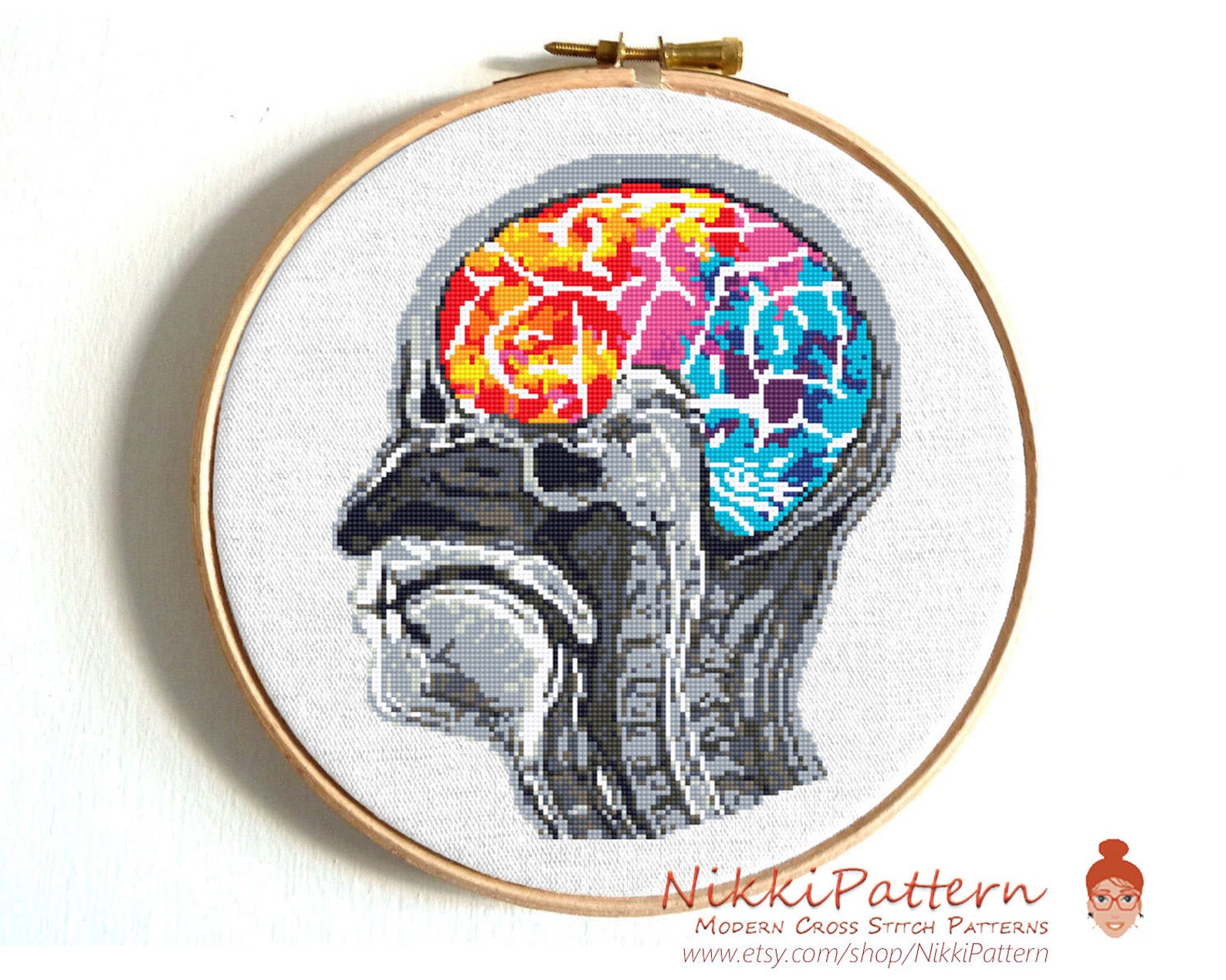 Brain Cross Stitch Pattern Anatomy Cross Stitch Human Anatomy Etsy