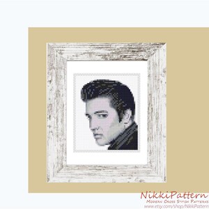 Elvis Presley mini cross stitch pattern, Modern tiny Portrait, Famous movie star, Tiny miniature picture painting Small easy frame art image 9