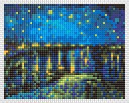 ゴッホ「星月夜」クロスステッチパターン – ローヌ川の星月夜刺繍PDF