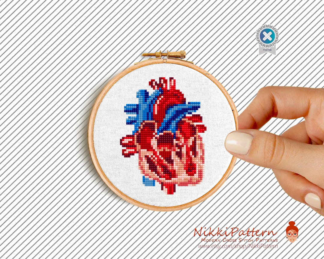 Heart Cross Stitch Pattern Mini Body Cross Stitch Funny Counted Cross ...