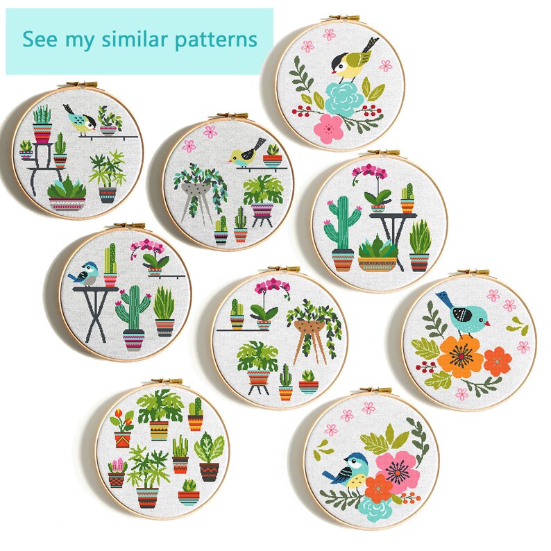 Cacti Cross Stitch Pattern Flower Cross Stitch Modern Cross Stitch Pdf Cute Mini Cactuses Easy Cross