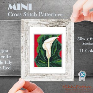 Mini art Cross Stitch Patterns Mini flowers Georgia O'Keeffe masterpieces Hand embroidery Modern cross stitch Tiny famous paintings image 8