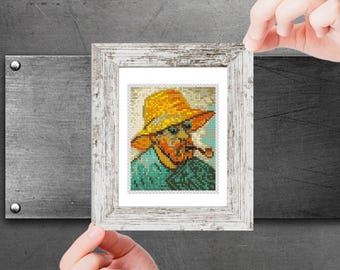 Van Gogh Self Portrait Cross Stitch Pattern, Mini Painting PDF (Digital Download)