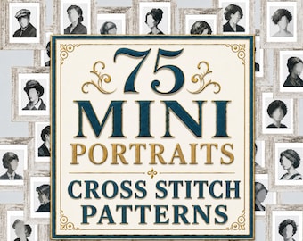 Mini-Porträt-Kreuzstichmuster, Set mit 75 berühmten, von Ikonen inspirierten Gesichtern, sofortiger digitaler Download (PDF)