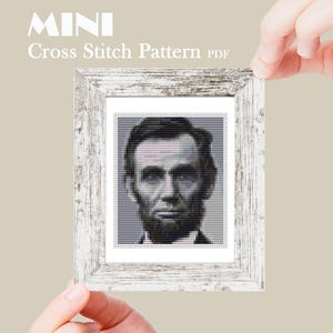 Abraham Lincoln mini cross stitch pattern, Modern tiny art portrait for the America 250 / USA 250th Anniversary events and celebrations, PDF image 10