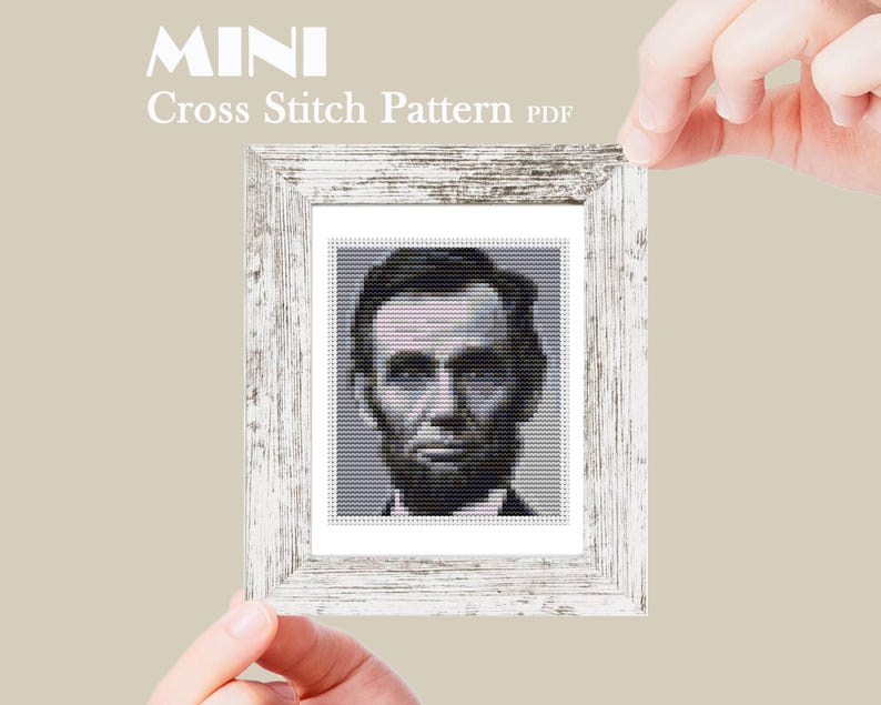 Abraham Lincoln mini cross stitch pattern, Modern tiny art portrait for the America 250 / USA 250th Anniversary events and celebrations, PDF image 10