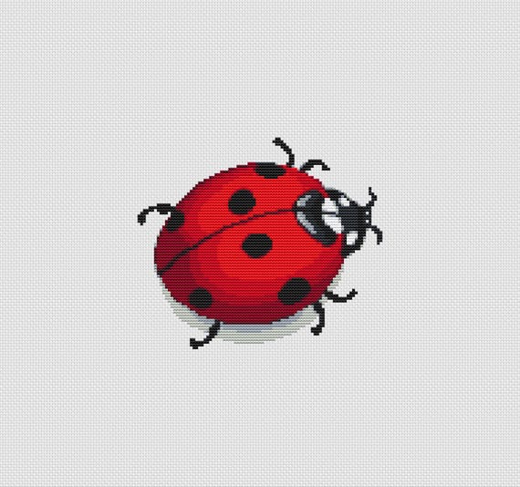 クロスステッチ図案本　Marie-Thererse Saint-Aubin 昆虫 てんとう虫のクロスステッチ図案PDF、かわいい昆虫刺繍チャート