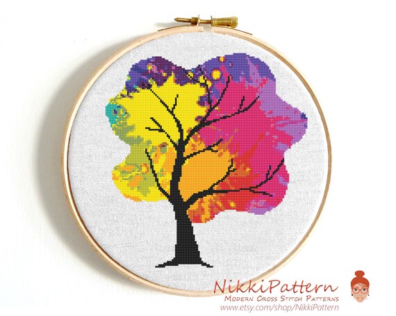 Four Seasons Heart cross stitch pattern Love You small counted chart Watercolor Love Floral Heart wedding craft DIY embroidery pattern