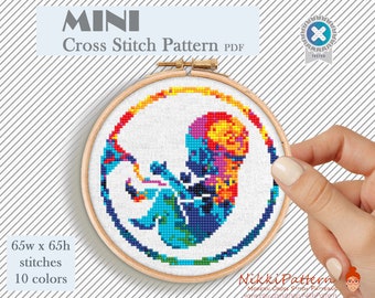 Modern mini cross stitch pattern Human anatomy art Baby cross stitch Body anatomical Modern embroidery Embryo cross stitch PDF