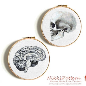 Brain cross stitch pattern Anatomy Human Skull  cross stitch Human anatomy cross stitch chart Funny cross stitch PDF