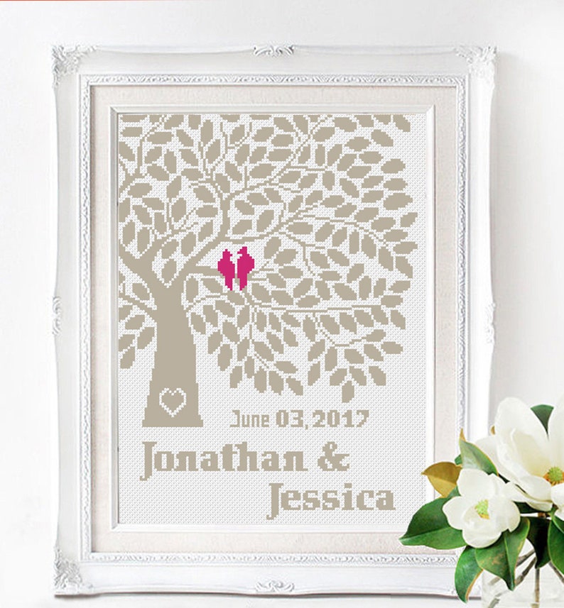 Wedding modern cross stitch pattern, personalized counted cross stitch chart, love, anniversary, wedding gift, Customizable DIY, digital PDF image 7