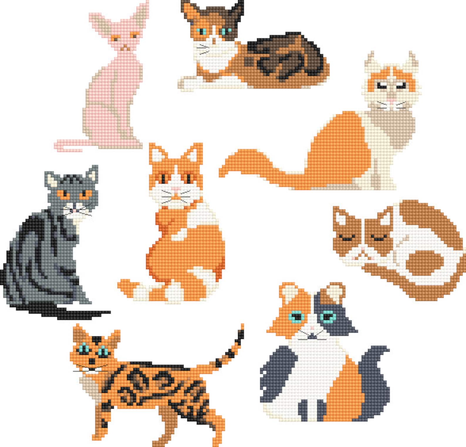 Cats Cross Stitch Pattern Cat Modern Cross Stitch Animal Cross Etsy