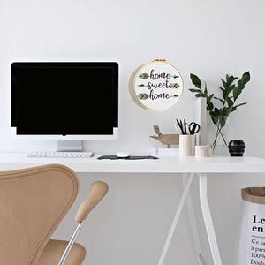 Home Sweet Home-kruissteekpatroon | Boho verenpijlen borduurwerk pdf | Citaat geteld kruissteekontwerp | Direct downloaden afbeelding 7