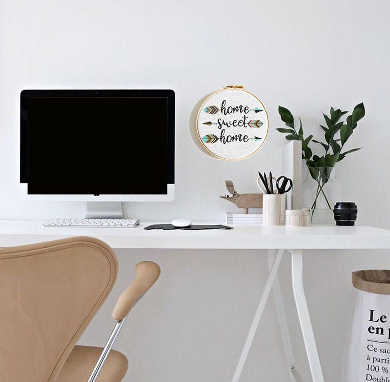 Home Sweet Home-kruissteekpatroon | Boho verenpijlen borduurwerk pdf | Citaat geteld kruissteekontwerp | Direct downloaden afbeelding 7